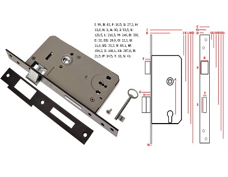 Zámek vratový Z109 OK/90 ''L''2klíče