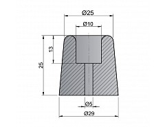 Gumová zarážka dveří průměr 25mm,výška 25mm (015031)