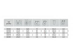 Kolečko 100x26 otočné/otvor pro šroub M10, šedá guma 55 kg